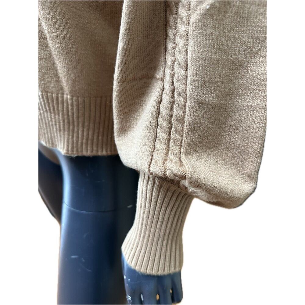 Ellen Tracy V-Neck Cable Knit Sweater Camel Tan NWT MSRP $89.00 Medium Plush - Picture 4 of 12